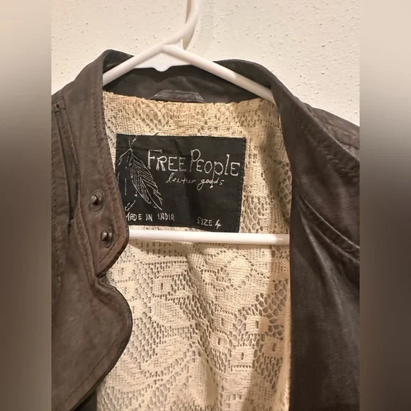 Free People Brown Genuine Leather Jacket - Picture 2 of 5
